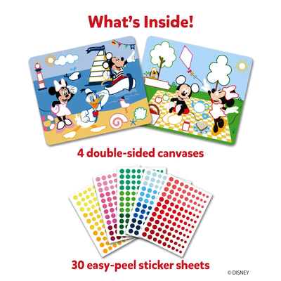 Mickey Mouse and Friends themed art canvases with sticker sheets for kids ages 3-7