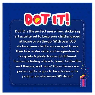 Mess-free sticker art set with 500+ stickers and 6 themed photo frames for kids