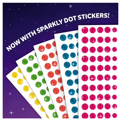 Colorful glittery dot stickers in various shades for Dot it Sparkle Edition sticker art