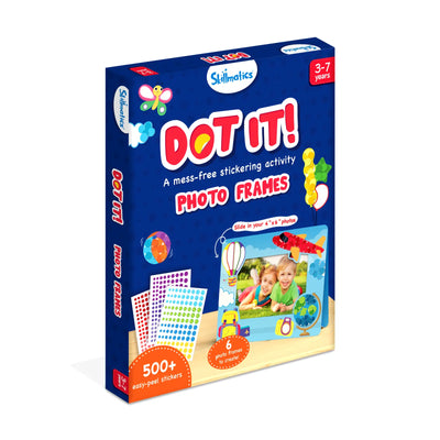 Blue Dot It Photo Frames box with over 500 easy-peel stickers for kids ages 3-7