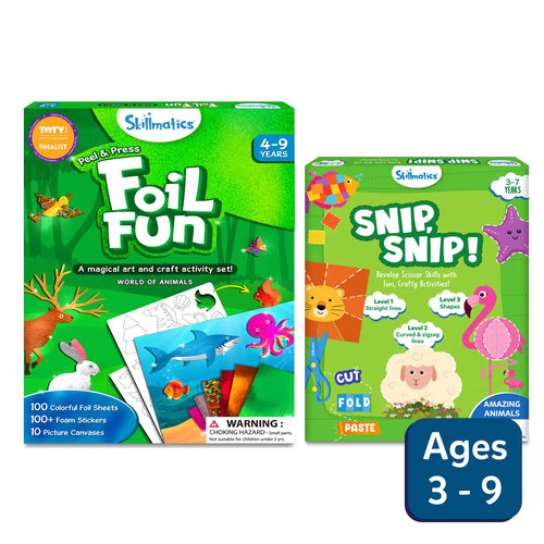 Safari Craft Combo with Skillmatics activity kits for foil art and scissor skills featuring animal themes