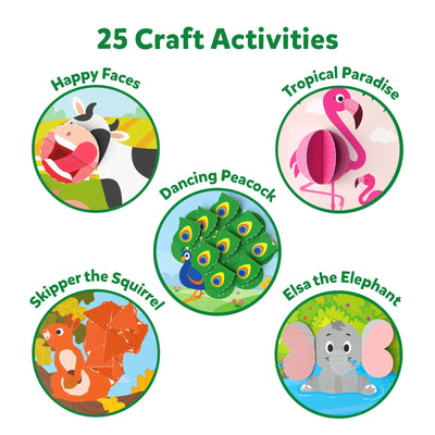 Kids’ paper craft activity kits with animal designs from Safari Craft Combo for ages 3-9