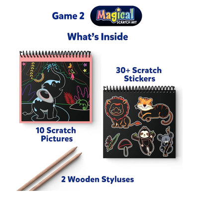 Animal Crafts Combo - Scratch & Sticker Kit (Age 3-8) | Skillmatics