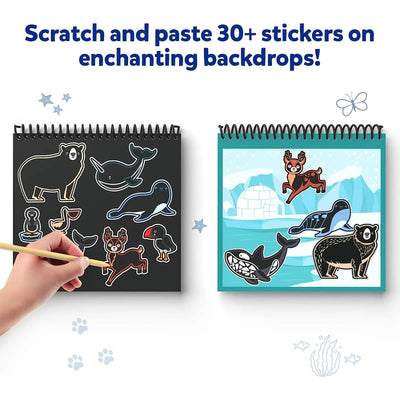 Scratch art kit with animal-themed stickers and backdrops from The Ultimate Animal Art Bundle