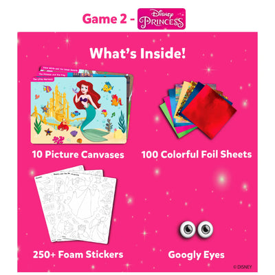 Disney Princess craft kit with canvases foil sheets foam stickers and googly eyes