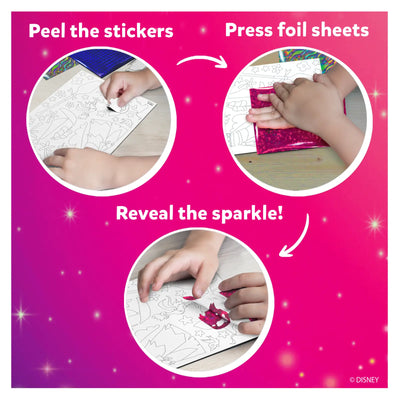 Children’s craft kit for creating sparkly foil art with stickers and foil sheets