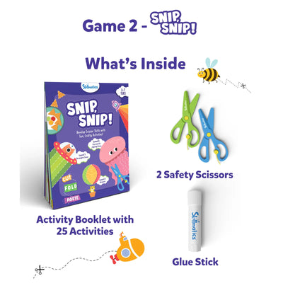 Foil and Snip Creative Kit for Kids ages 3-9 with activity booklet safety scissors and glue