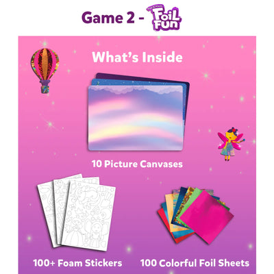 Children’s Fairy Tale Craft Kit with picture canvases foam stickers and colorful foil sheets