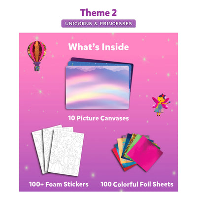 Creative children’s art kit with unicorn and princess themes from Foil Fun Whimsical Wonderland Combo
