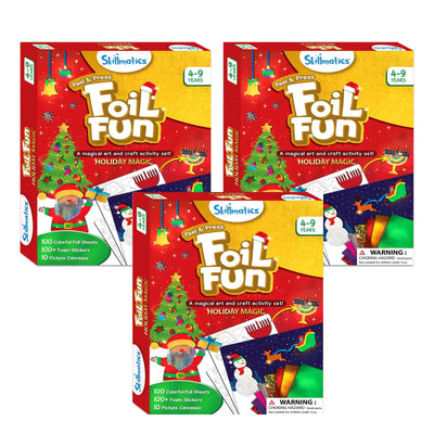 Three Skillmatics Foil Fun Holiday Magic craft sets for kids ages 4 to 9