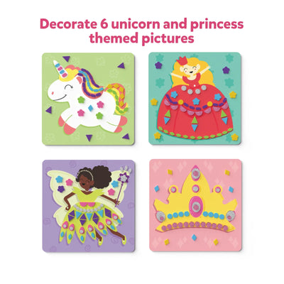 Craft kits for decorating unicorn, princess, fairy, and crown-themed pictures in the Magical Wonderland Bundle