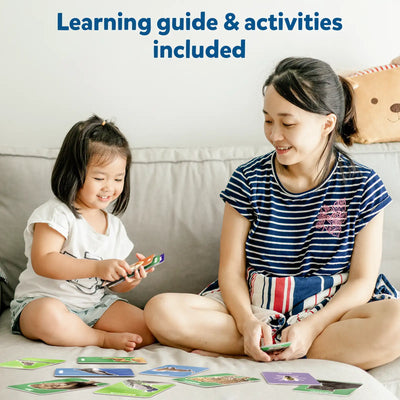 Two children playing a card game from Flash Cards for Toddlers First 100 Animals