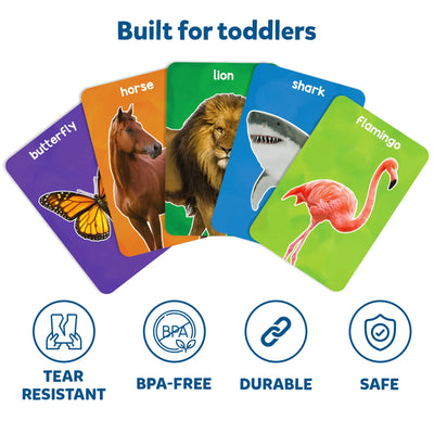 Educational flashcards for toddlers featuring various animals from First 100 Animals product