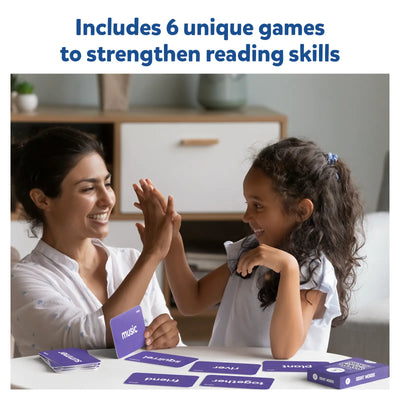 Purple flashcards with white text for learning sight words for ages 4 to 9