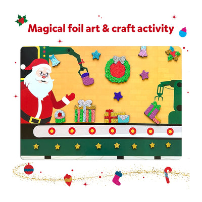 Christmas-themed foil art and craft activity kit with Santa, gifts, and holiday decorations