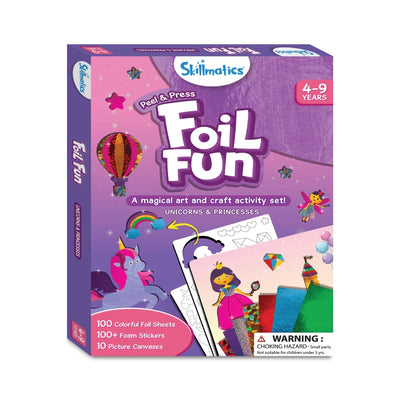 Purple Skillmatics Foil Fun art and craft set with foil sheets foam stickers and canvases