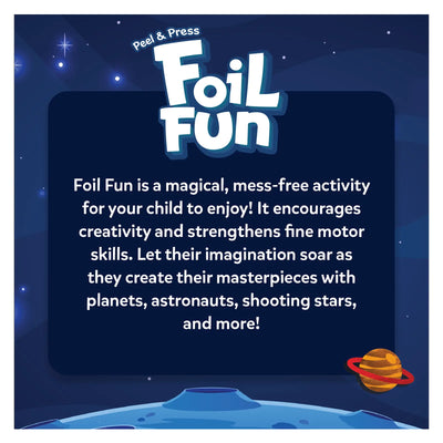 Children enjoying creative space-themed art with the Foil Fun Up in Space No Mess Art Kit
