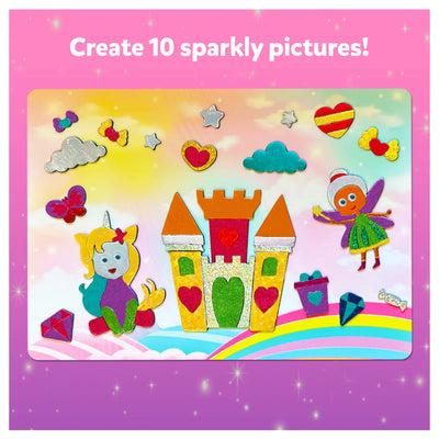 Children’s fantasy sticker art kit with castle unicorn and fairy for ages 4-9