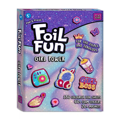 Foil Fun Girl Power Magnetic Art Kit for ages 7-13 with colorful foil sheets and stickers