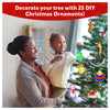 Mother and daughter decorating a Christmas tree with colorful ornaments from Foil Fun No Mess Art Kit