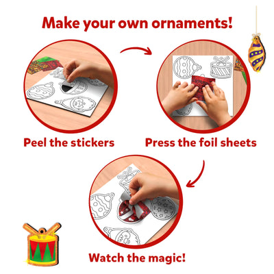 Holiday craft kit for making foil Christmas ornaments from Foil Fun No Mess Art Kit
