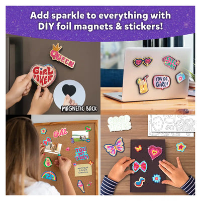 DIY foil magnet and sticker craft kit from Foil Fun Girl Power Magnetic Art Kit