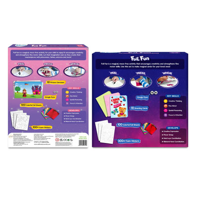 Two packaging designs for Sparkle & Shine Combo No Mess Art Kit for children ages 4-9