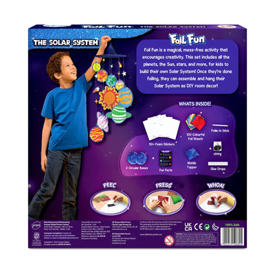 Children’s craft kit for building a solar system mobile from Foil Fun Solar System art kit