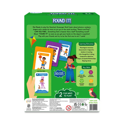 Child playing Found It Outdoor Edition smart scavenger hunt game for ages 4-7