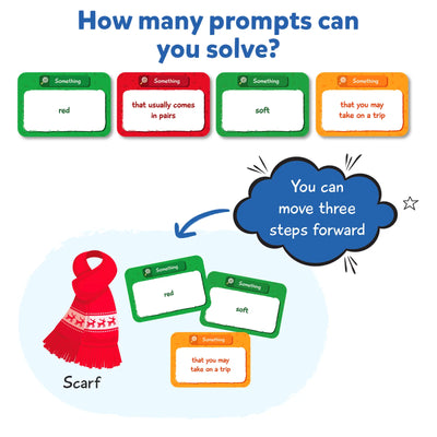 Red knitted scarf with white snowflake patterns for Found It Board Game scavenger hunt