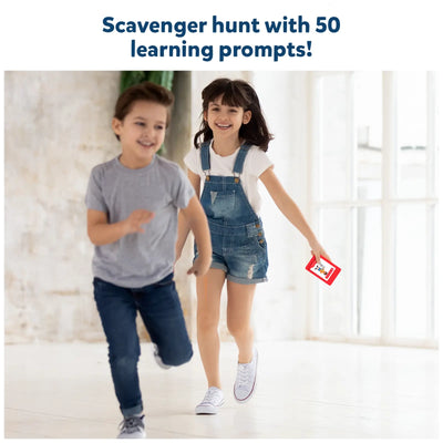 Two children participating in a scavenger hunt with Found It Outdoor Edition for ages 4-7