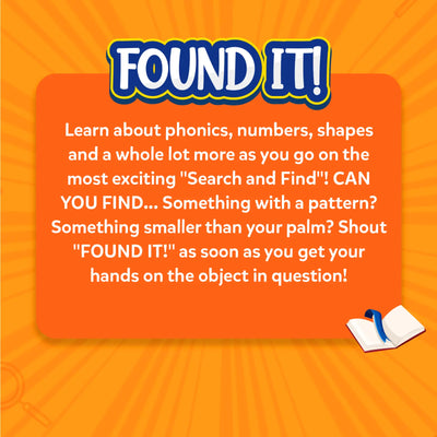 Orange rectangular educational game board with Found It! title for Found It Combo Indoor Travel