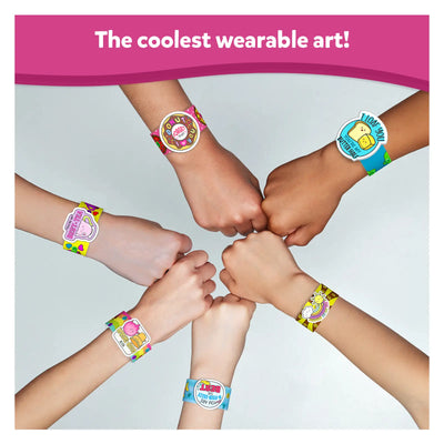 Colorful slap bracelets with decorative charms for DIY Art & Craft Activity for kids