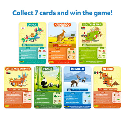 Educational playing cards featuring animals and countries from Guess in 10 Combo for ages 6+
