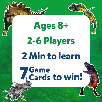Dinosaur-themed card game Guess in 10 Deadly Dinosaurs trivia for ages 8+