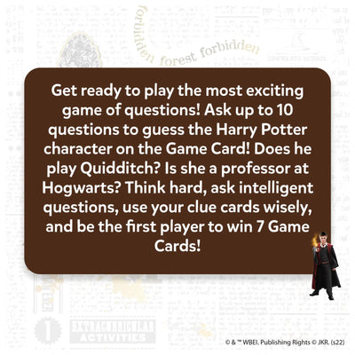 Harry Potter guessing game instructions for Guess in 10 trivia card game for ages 8+