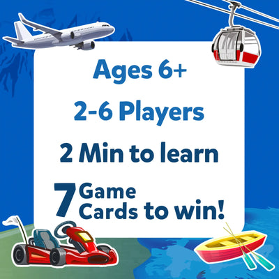 Game information showing player count age range learning time and winning conditions for Guess in 10 Things That Go trivia game