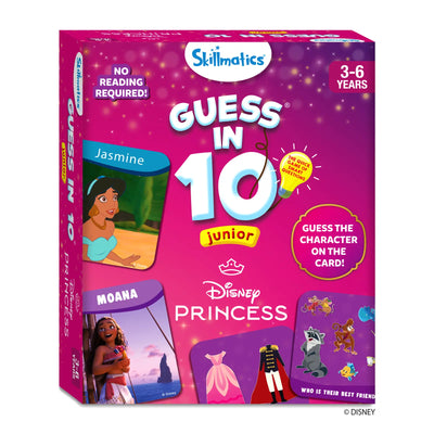Skillmatics Guess in 10 Junior Disney Princess trivia card game for ages 3-6