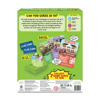 Children’s educational game box for Guess in 10 All Around The Town trivia card game