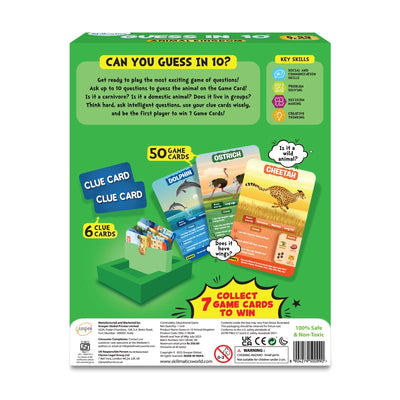 Children’s educational animal guessing game with 50 game cards and 6 clue cards for ages 6+