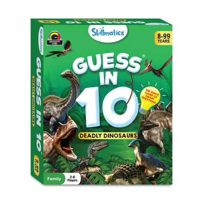 Skillmatics Guess in 10 Deadly Dinosaurs trivia card game for ages 8 to 99