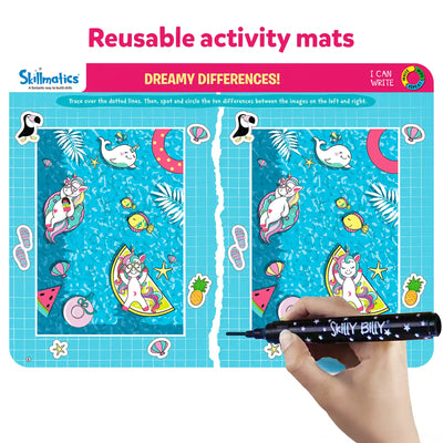 Reusable Dreamy Differences activity mat for children to trace and circle differences