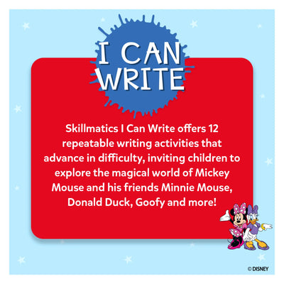 Red learning board with blue I CAN WRITE splash from Disney Junior Mickey Mouse activity mat
