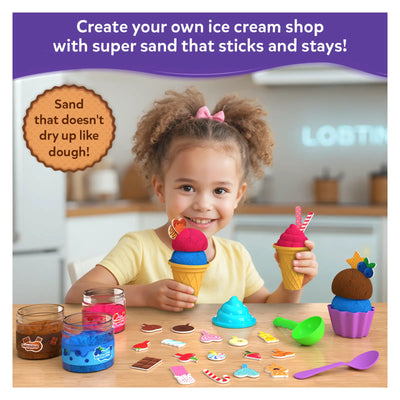 Child playing with Sandeezy Ice Cream Parlour sensory and pretend play set