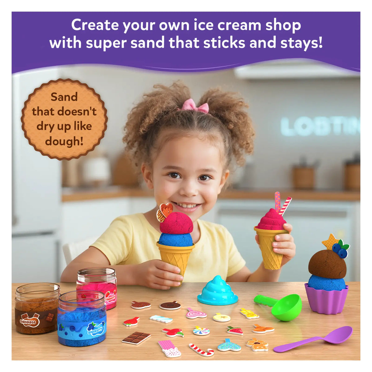 Sandeezy Ice Cream Parlour Set for Kids | Ice Cream Pretend Play Set