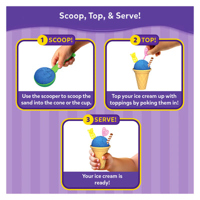 Instructional guide for making play ice cream in Sandeezy Ice Cream Parlour set