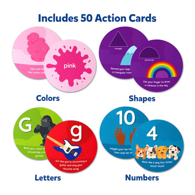 Educational action cards for children with colorful shapes letters and numbers for Toddler Learning