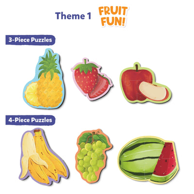 Colorful fruit-themed puzzles for kids ages 3-6 from My First Puzzle Set Mega Combo