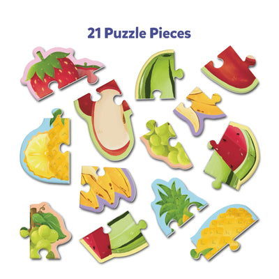 Colorful fruit-themed puzzle pieces from My First Puzzle Set Mega Combo for ages 3-6
