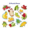 Colorful fruit-themed puzzle pieces from My First Puzzle Set Mega Combo for ages 3-6
